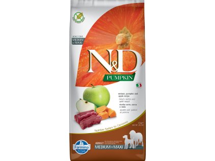 N&D Pumpkin DOG Adult M/L Venison & Apple 12kg