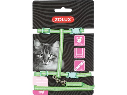 Postroj kočka s vodítkem 1,2m zelený Zolux
