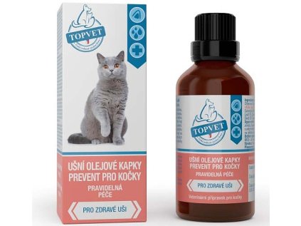 Ušní kapky Prevent pro kočky TOPVET 50ml