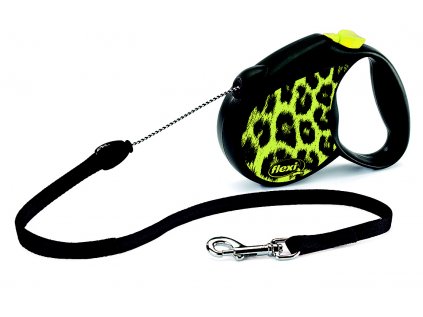 Vodítko FLEXI Safari leopard S lanko 5m/12kg žlutá