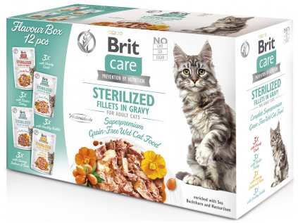 Brit Care Cat Fillets in Gravy Steril. Flav.Box 12x85g