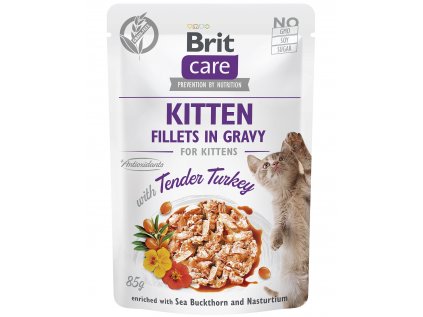 Brit Care Cat Fillets in Gravy Kitten Tend.Turkey 85g
