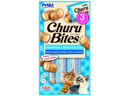 Churu Cat Bites Chicken wraps&Tuna Scallop Purée 3x10g