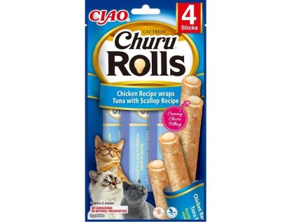Churu Cat Rolls Chicken wraps & Tuna with Scallop Recipe 4x10g