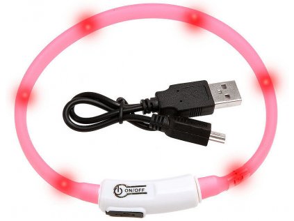 Karlie Obojek USB Visio Light LED nabíjecí 35cm růžový