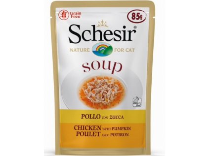 Schesir Cat kapsa Adult Soup kuře/dýně 85g