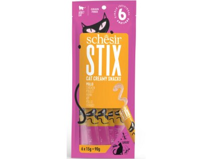 Schesir Cat pochoutka Stix Liquid Snack kuře 6x15g