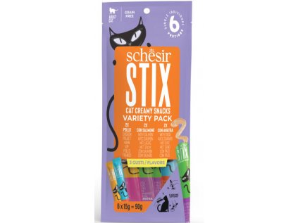 Schesir Cat pochoutka Stix Liquid Snack Variety 6x15g