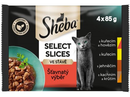 SHEBA kapsa Šťavnatý výběr ve šťávě 4x85g