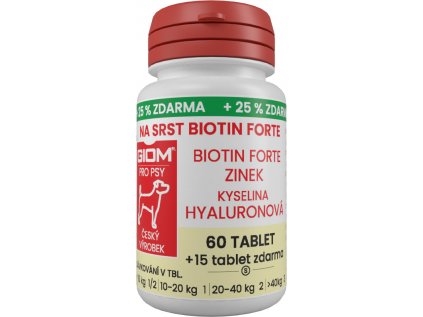 GIOM S Na srst Biotin FORTE 60 tbl + 25% zdarma