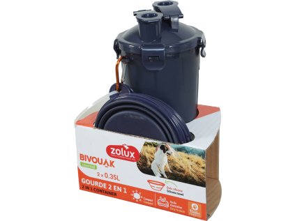 Lahev 2v1+ 2 misky BIVOUAK 2x350ml modrá Zolux