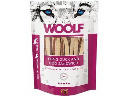 WOOLF Soft Duck and Cod Sandwich long 100g