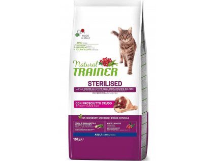 TRAINER Natural Cat Sterilised sušená šunka 10kg