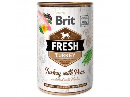 Brit Fresh Dog konz Turkey with Peas 400g