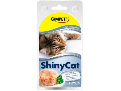 GIMPET Konzerva ShinyCat tuňák s krevetami 2x70g