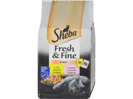 SHEBA kapsa Fresh&Fine kuře a losos 6x50g