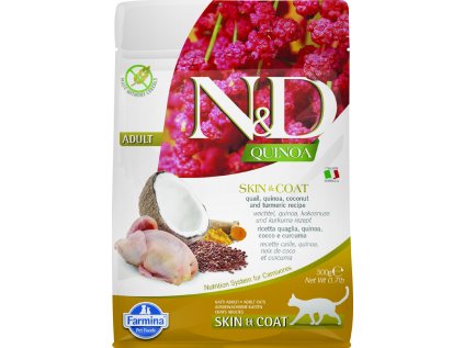 N&D Quinoa CAT Skin & Coat Quail & Coconut 300g