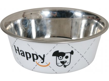Miska nerez protiskluzová pes HAPPY 14cm 0,4l bílá Zolux