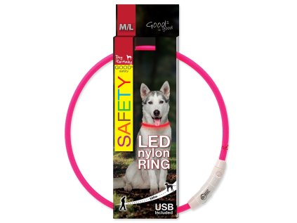 Obojek DOG FANTASY LED nylonový růžový M-L 1ks