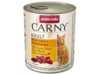 ANIMONDA Carny Adult konzerva pro kočky hovězí, kuřecí a kachní srdce 800g