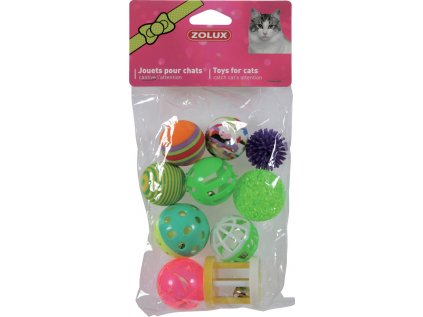 Hračka kočka sada míčků 10ks 4cm mix barev Zolux