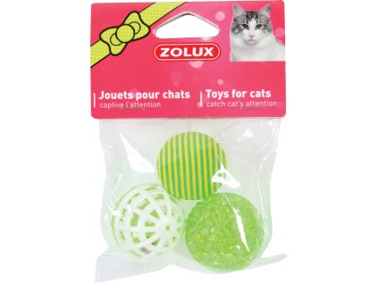 Hračka kočka sada míčků 3ks 4cm zelená Zolux