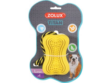 Hračka pes TITAN gumová kost s lanem L žlutá Zolux