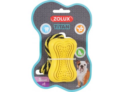 Hračka pes TITAN gumová kost s lanem S žlutá Zolux