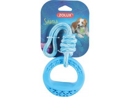 Hračka pes TPR SAMBA kroužek s lanem modrá Zolux