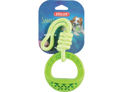 Hračka pes TPR SAMBA kroužek s lanem zelená Zolux