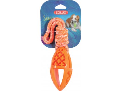 Hračka pes TPR SAMBA ovál s lanem oranžová Zolux