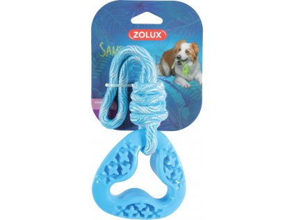 Hračka pes TPR SAMBA trojúhelník s lanem modrá Zolux