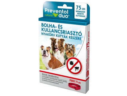 592805 PREVENTOL DUO bolha kullancs riaszto nyakorv kutyaknak 75cm red