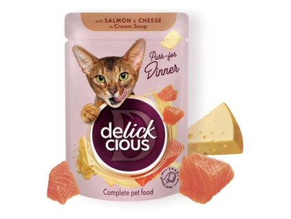 Kapsicka DELICKCIOUS™ ADULT CAT s lososom a syrom v kremovej polievke 85g