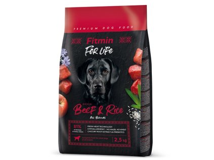 Fitmin For Life Beef & Rice krmivo pre psov 2,5 kg