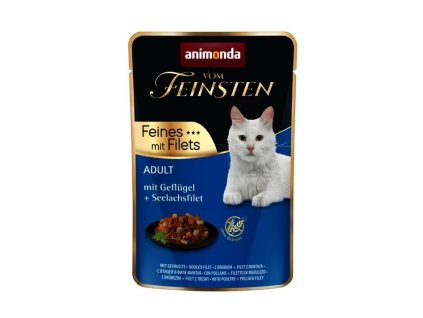 Vom Feinsten Adult FEINES m. Fillets – hydinové + tresčí filé, kapsička pre mačky 85g