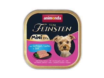 ANIMONDA paštéta Vom Feinsten MINI – hydina, losos, kôpor pre psov 100g