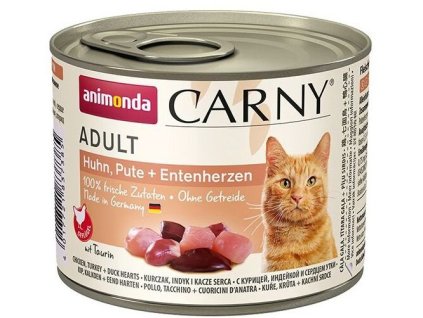 ANIMONDA konzerva CARNY Adult – kuracie, morčacie + kačacie srdce 200g