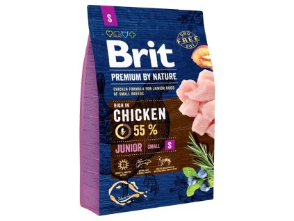 Brit Premium by Nature granuly Junior S kuracie 3kg
