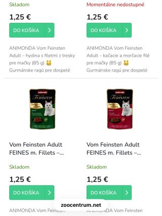 Animonda Vom Feinsten je prémiové mokré krmivo pre mačky od nemeckej značky Animonda. Ide o veľmi obľúbené kapsičky, najmä...