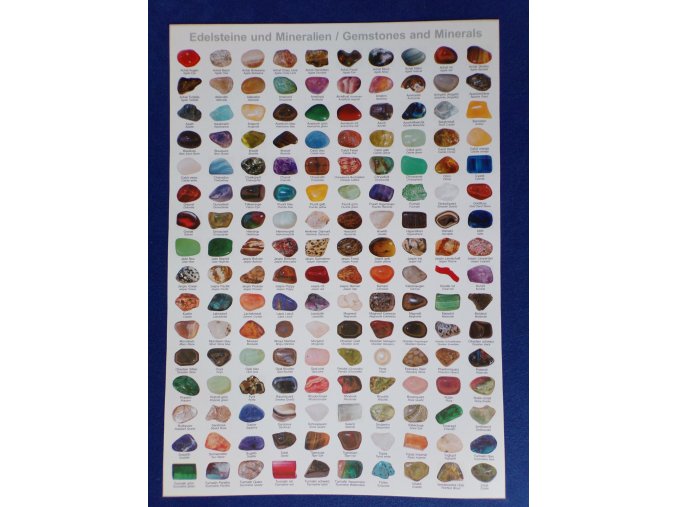 Plakát 30 x 42 cm  - Tromlované drahé kameny - 160 druhů