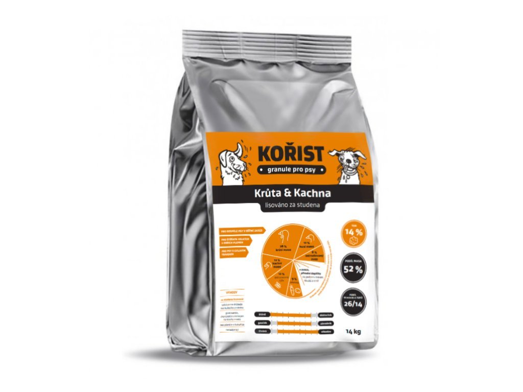Kořist lisované granule Krůta a kachna 26/14 velikost: 1 kg