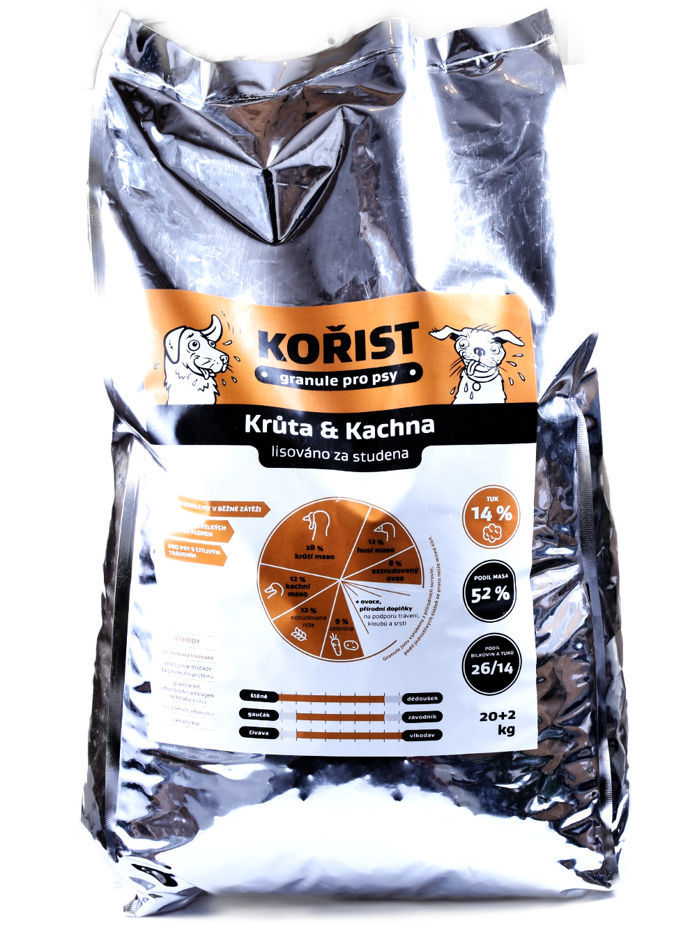 Kořist lisované granule Krůta a kachna 26/14 Hmotnost: 22 kg