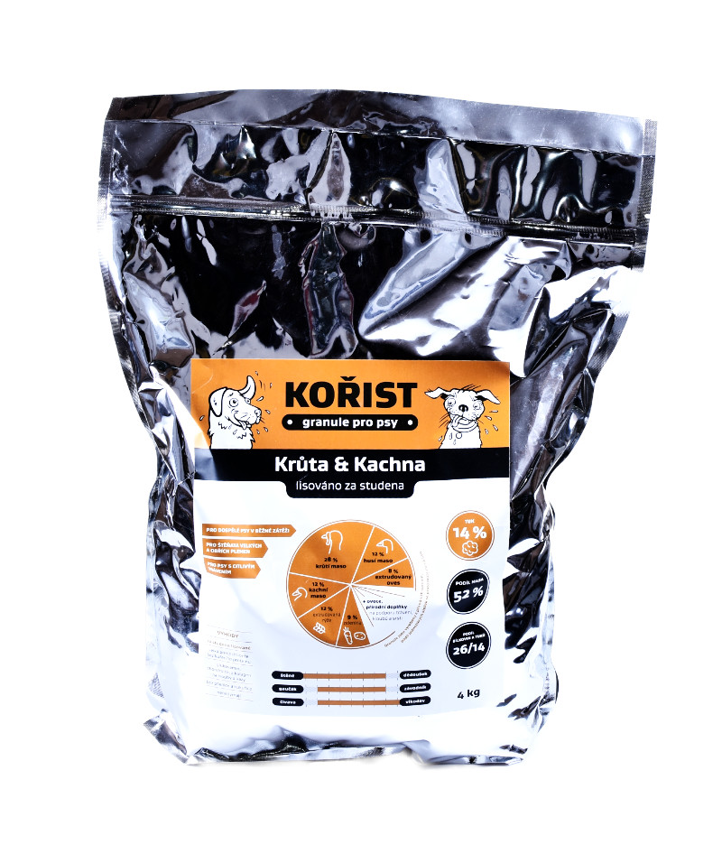 Kořist lisované granule Krůta a kachna 26/14 Hmotnost: 4 kg