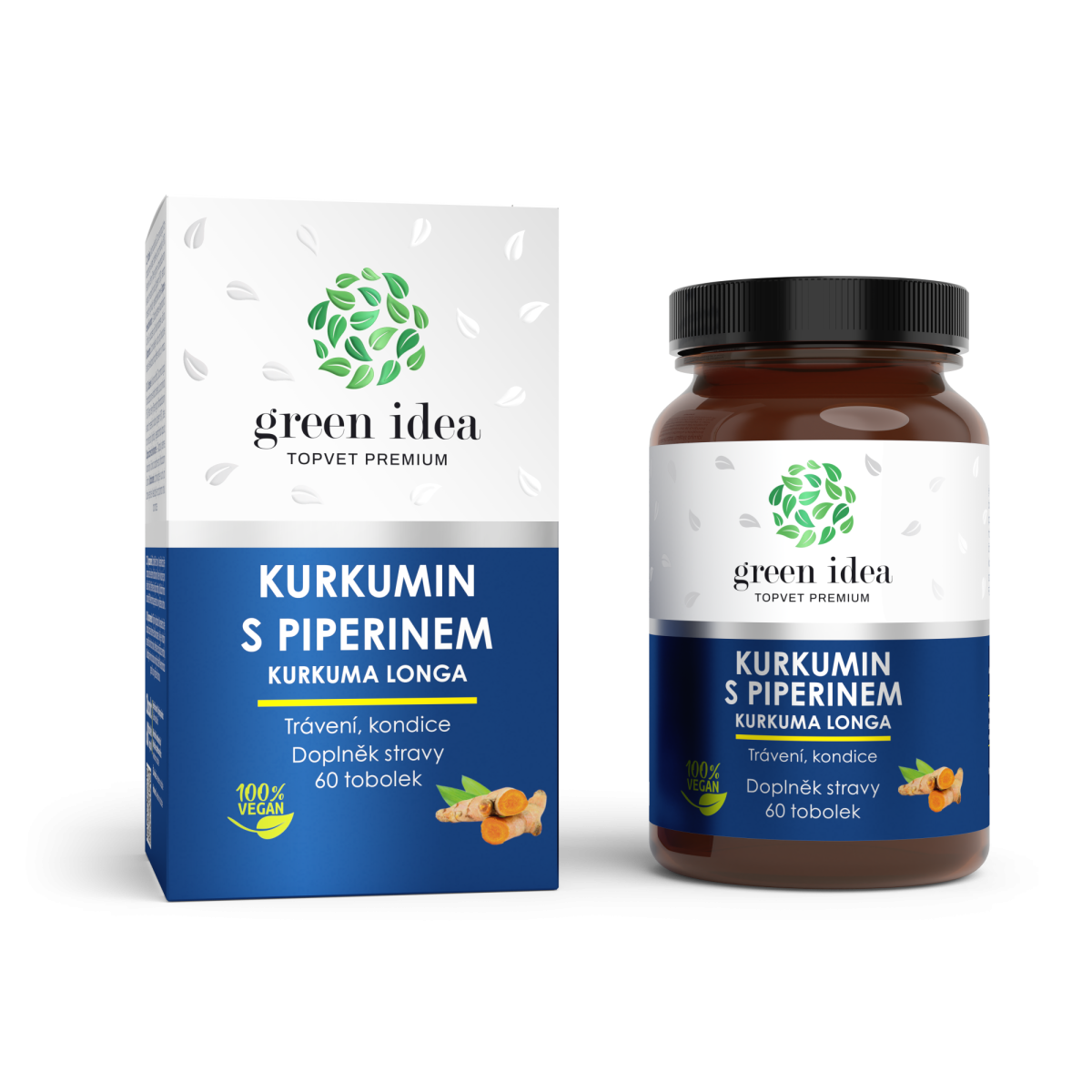 Green idea Kurkumin s piperinem bylinný extrakt 60 tobolek