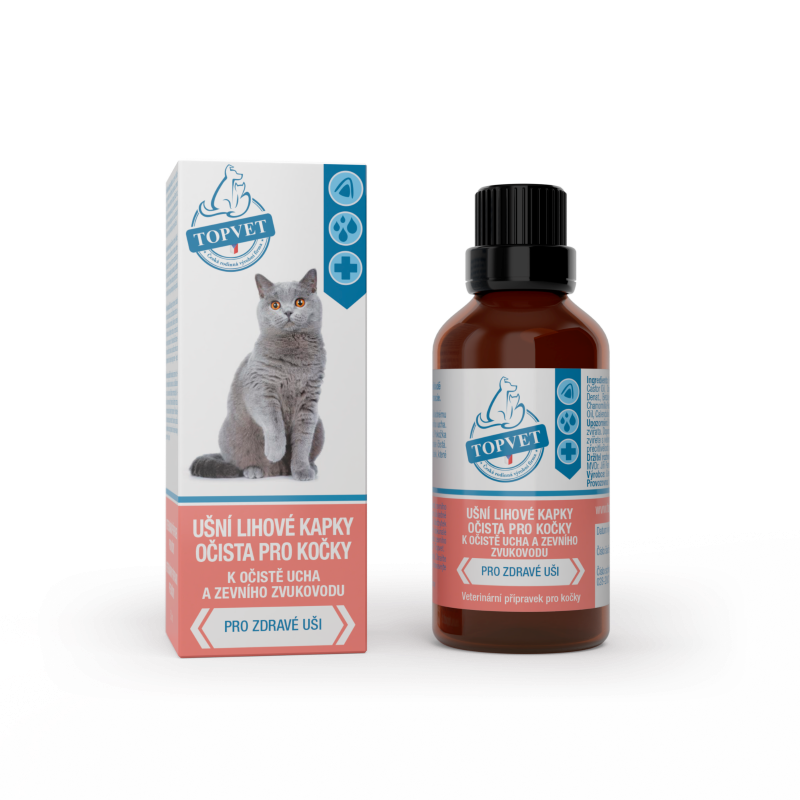 Topvet Ušní lihové kapky očista pro kočky 50ml