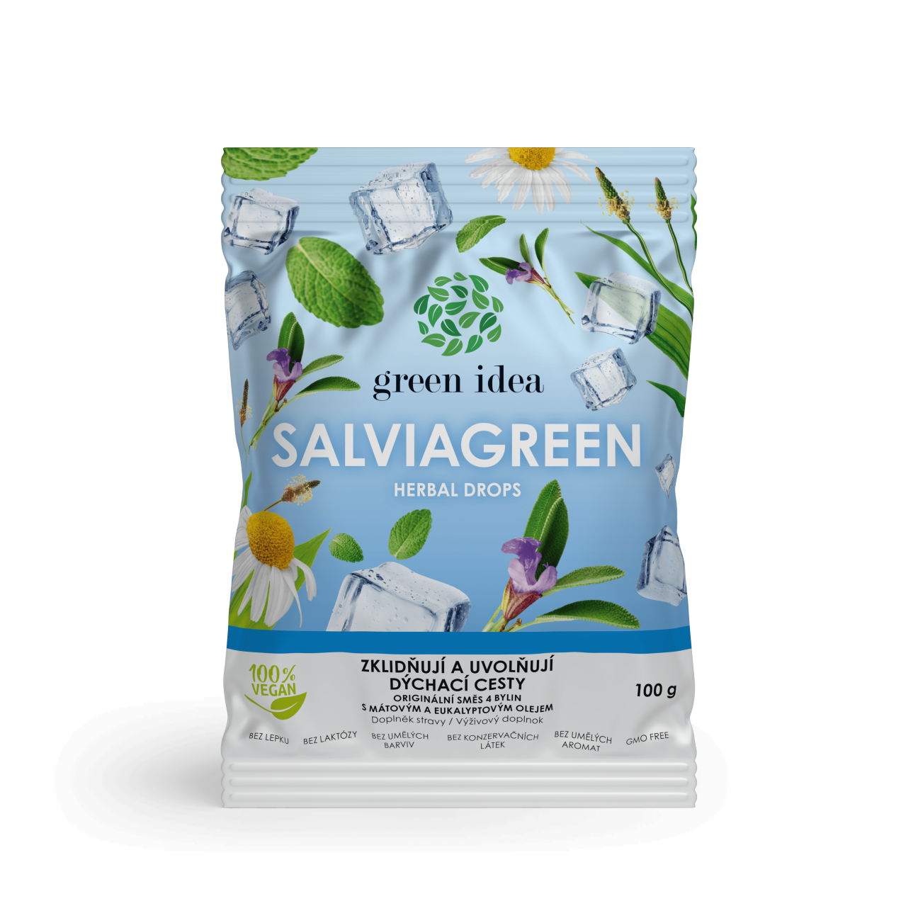 Green idea Herbal drops Salviagreen 100g bonbóny