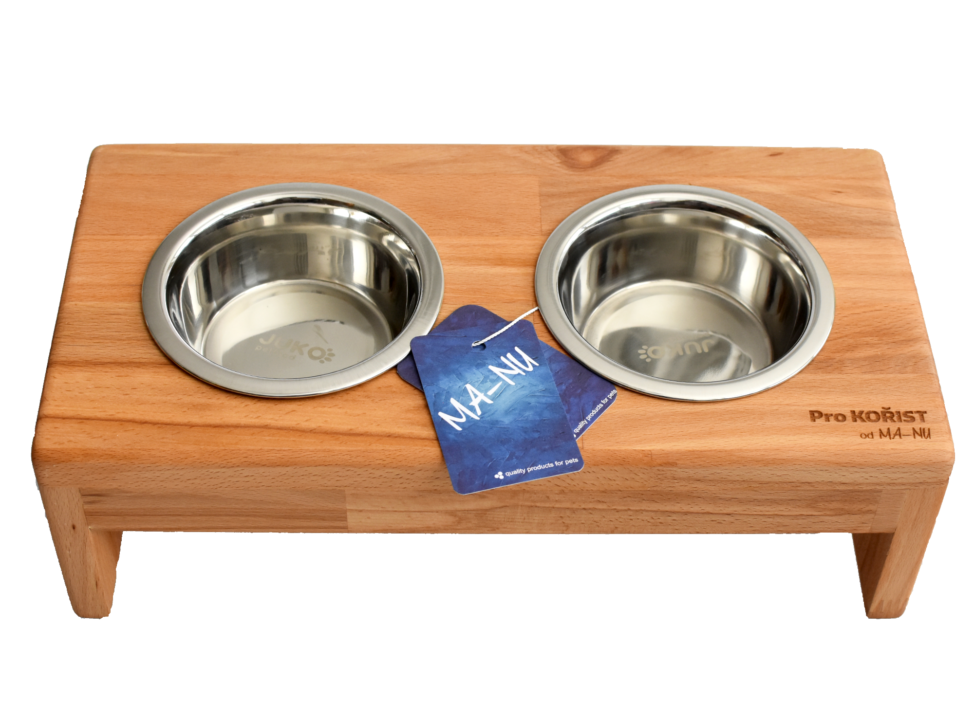 Kořist DOGBAR Stojan na psí misky - bukový masiv Velikost: S