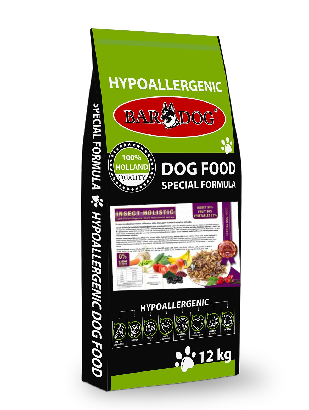 Bardog Hypoalergenní grain free Insect Holistic balení: 12 kg