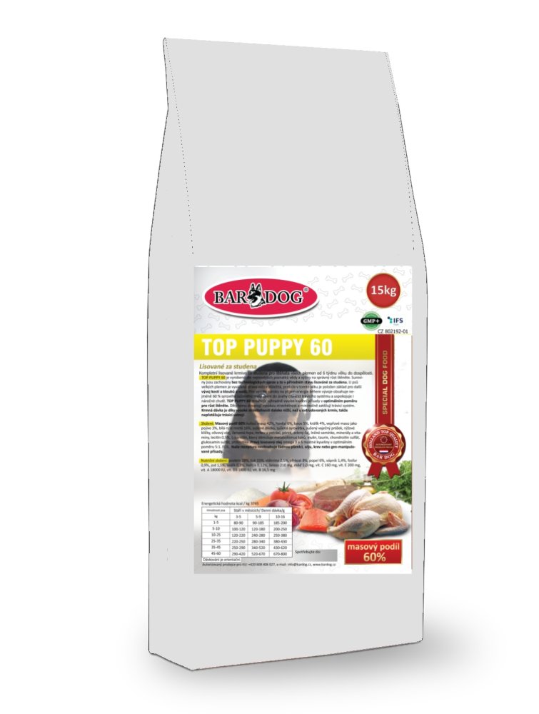 Bardog lisované krmivo Top Puppy 60 - 28/15 balení: 1 kg
